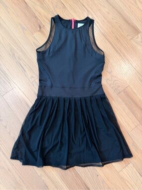 Lucky in Love Black Mesh Fit & Flare Mini Dress